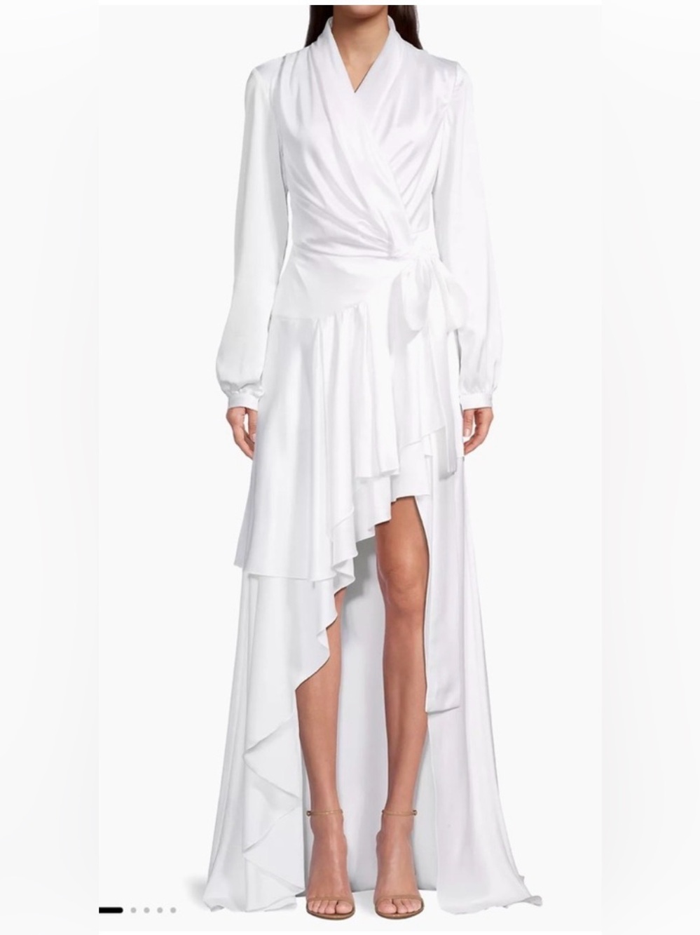 PatBo Hi-Low Satin Wrap Maxi Dress White